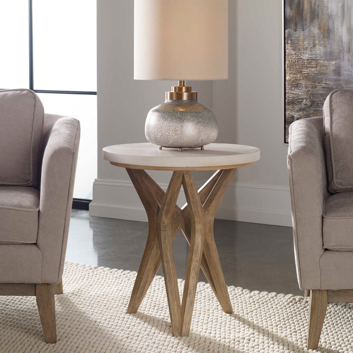   Modern European furniture - White Limestone Round Side Table - www.oroa.com | Oroa.com