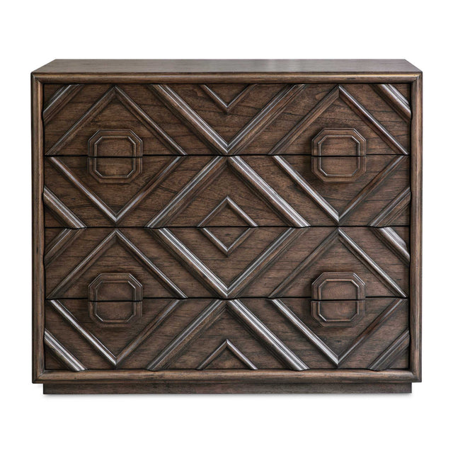 Modern European furniture - Geometric Carved 4-Drawer Chest - www.oroa.com