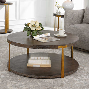   Brown Oak Round Coffee Table | Oroa.com