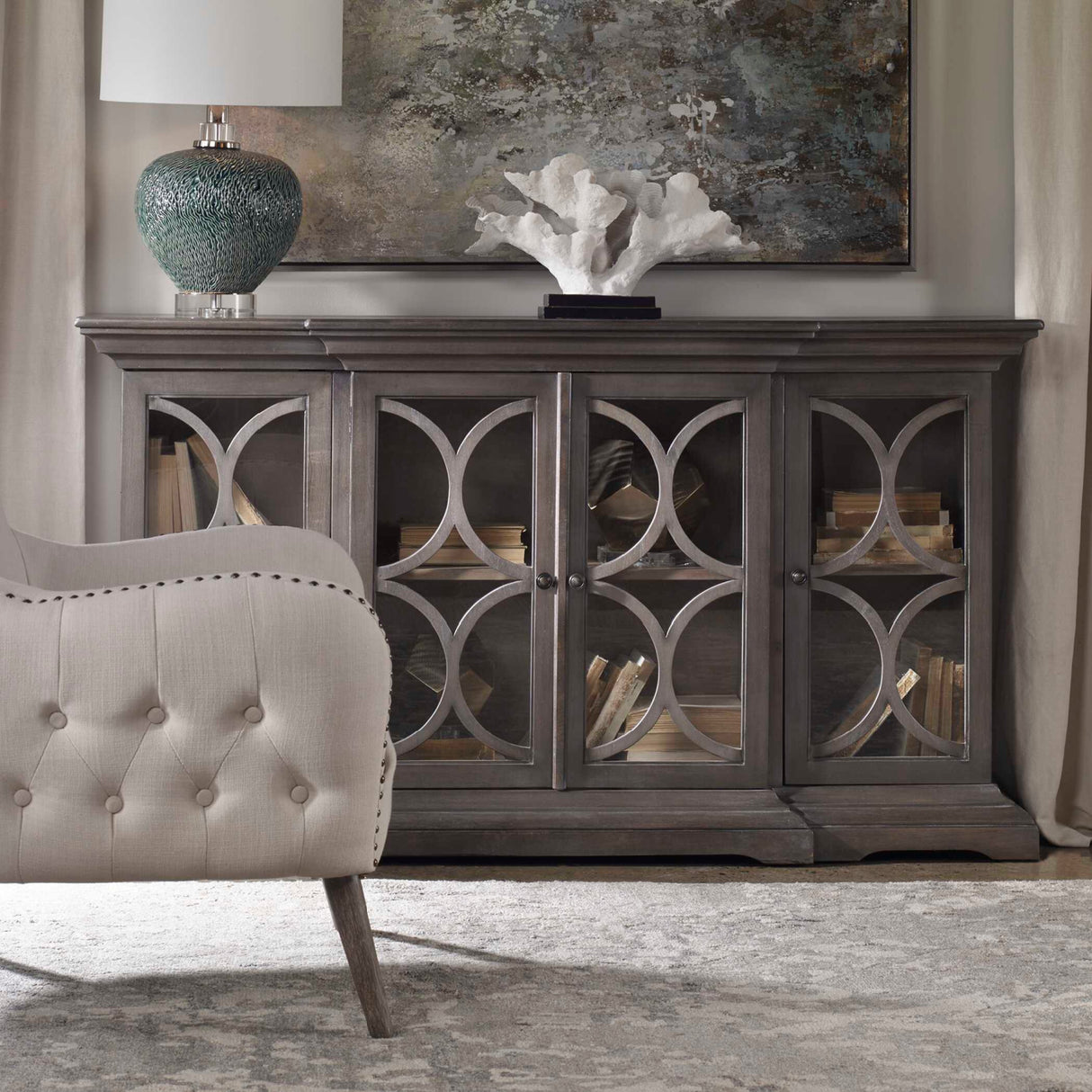   Modern European furniture - Open-Carved 4-Door Wooden Cabinet - www.oroa.com | Oroa.com