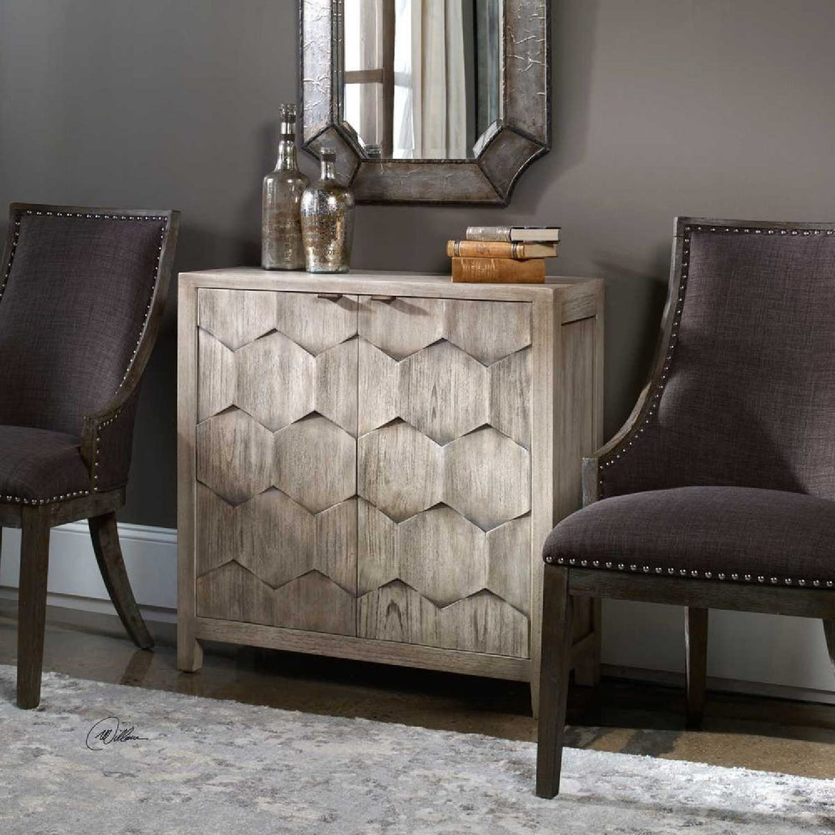   Modern European furniture - 2-Door Honeycomb Mahogany Cabinet - www.oroa.com | Oroa.com