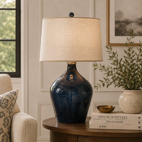  Hammered Blue Glass Table Lamp | Oroa.com