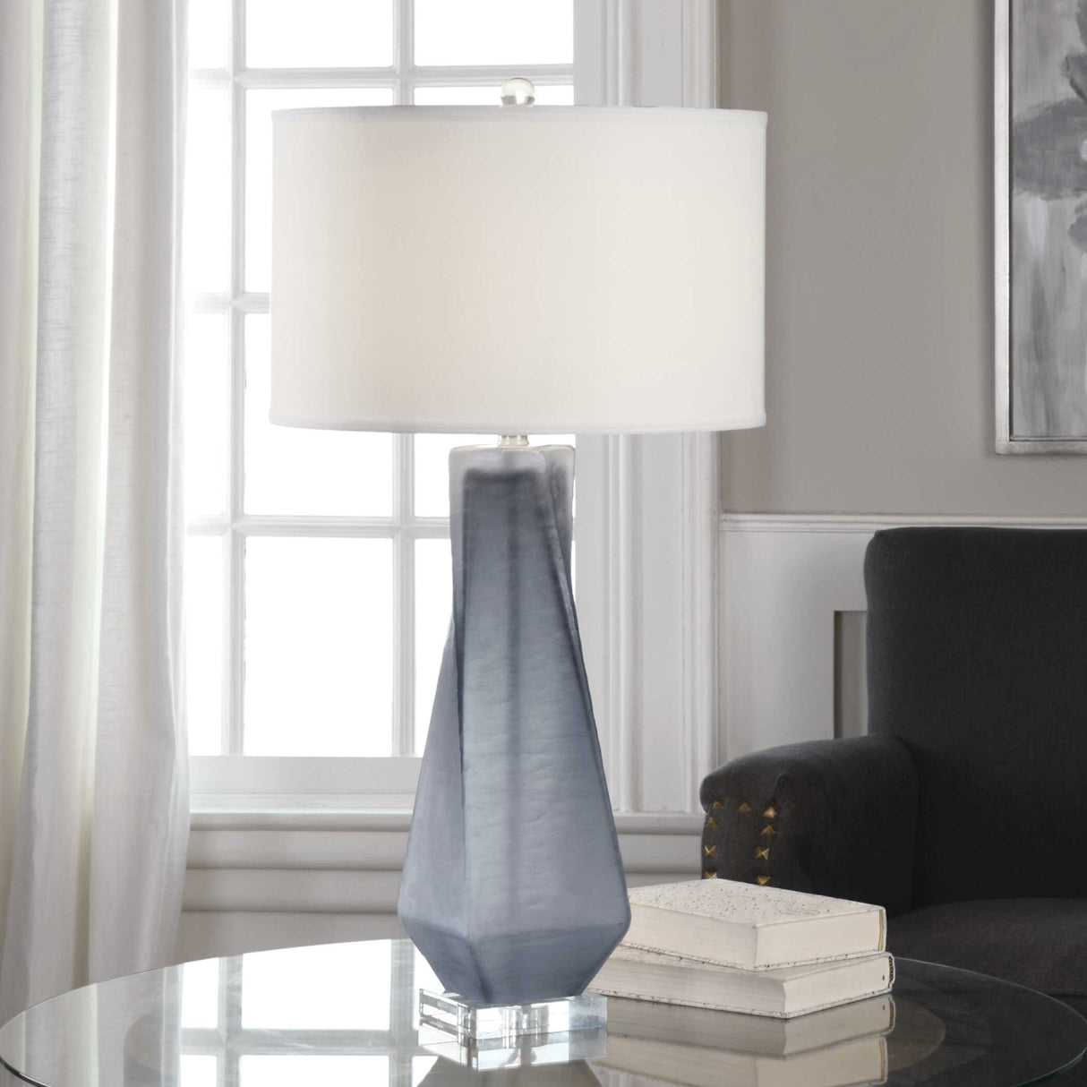   Modern European furniture - Twisted Gray Glass Table Lamp - www.oroa.com | Oroa.com
