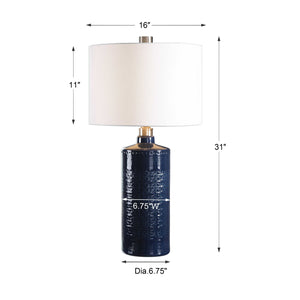   Blue Embossed Ceramic Table Lamp | Oroa.com
