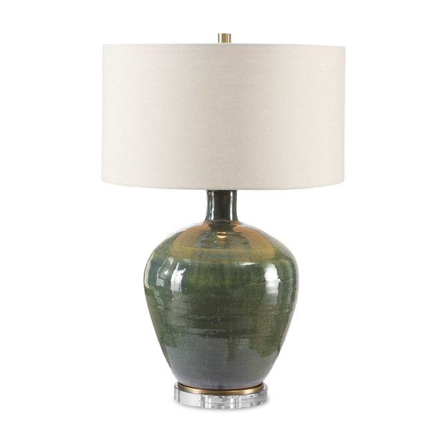 Modern European furniture - Green Glazed Ceramic Table Lamp - www.oroa.com