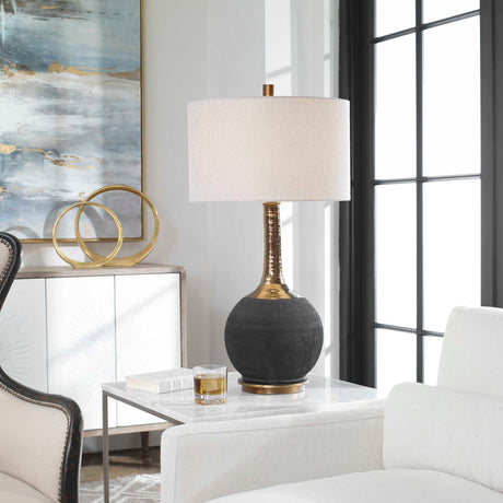   Modern European furniture - Rounded Black Ceramic Table Lamp - www.oroa.com | Oroa.com
