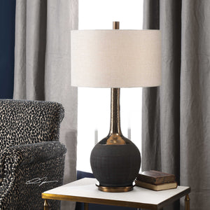   Modern European furniture - Rounded Black Ceramic Table Lamp - www.oroa.com | Oroa.com