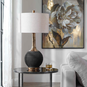   Modern European furniture - Rounded Black Ceramic Table Lamp - www.oroa.com | Oroa.com