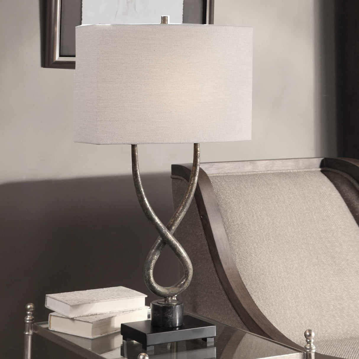   Twisted Aged Silver Table Lamp | Oroa.com