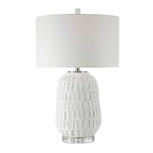   White Ceramic Grid Table Lamp | Oroa.com