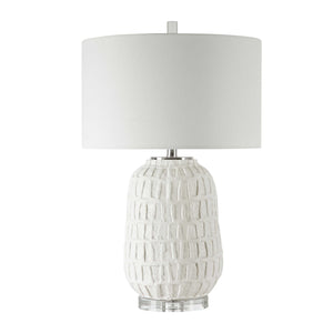   White Ceramic Grid Table Lamp | Oroa.com