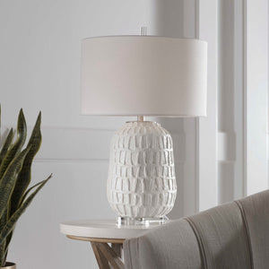   White Ceramic Grid Table Lamp | Oroa.com