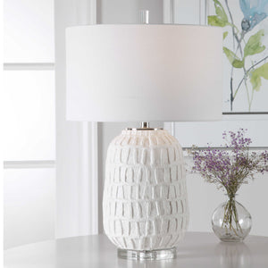   White Ceramic Grid Table Lamp | Oroa.com