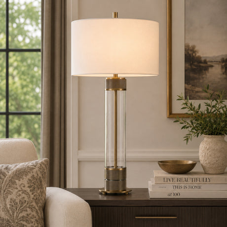   Cylindrical Clear Glass Table Lamp | Oroa.com