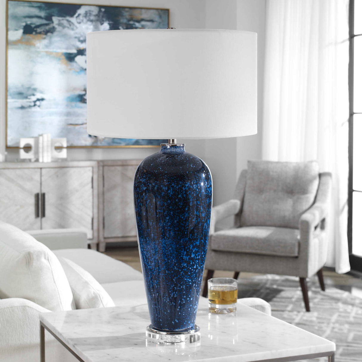   Blue Glass Table Lamp | Oroa.com