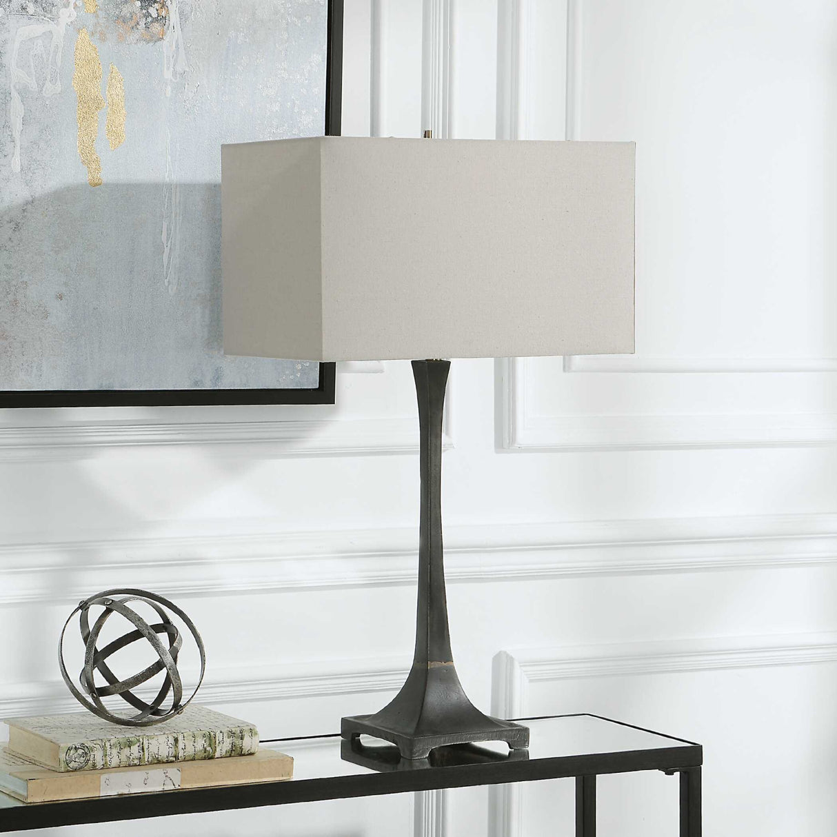   Rustic Black Iron Table Lamp | Oroa.com