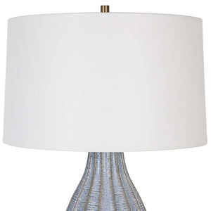   Modern European furniture - Scalloped Blue Ceramic Table Lamp - www.oroa.com | Oroa.com