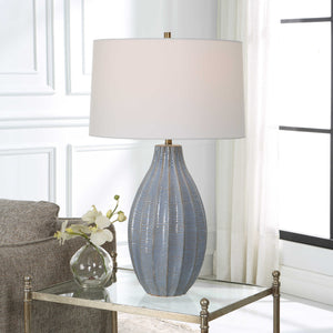   Modern European furniture - Scalloped Blue Ceramic Table Lamp - www.oroa.com | Oroa.com