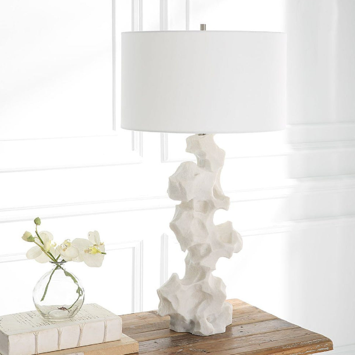   Organic-Shaped White Stone Table Lamp | Oroa.com