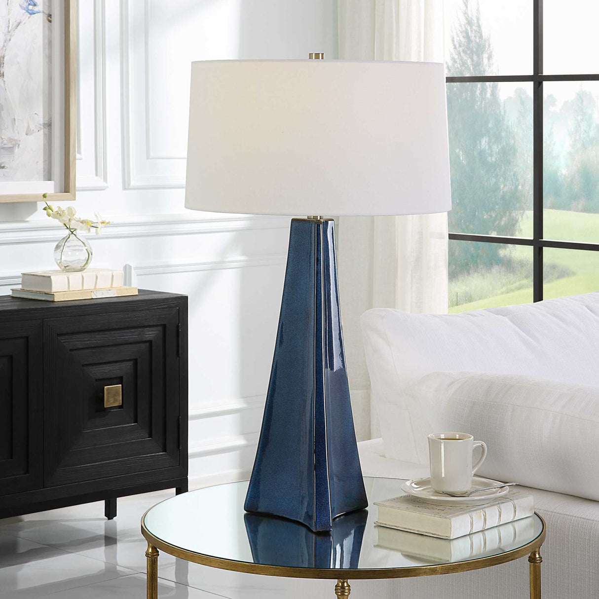   Modern European furniture - Tapered Blue Ceramic Table Lamp - www.oroa.com | Oroa.com