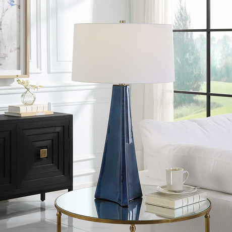   Modern European furniture - Tapered Blue Ceramic Table Lamp - www.oroa.com | Oroa.com