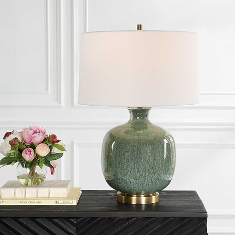   Modern European furniture - Aged Green Glass Table Lamp - www.oroa.com | Oroa.com
