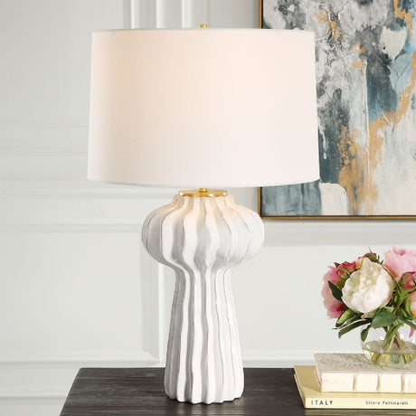   Modern European furniture - White Ridged Porcelain Table Lamp - www.oroa.com | Oroa.com