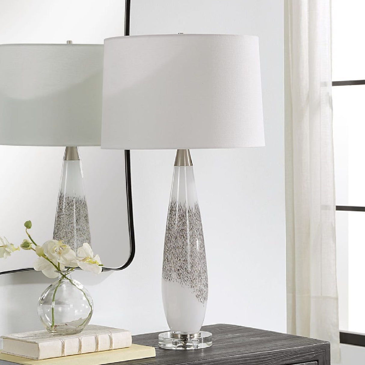   Gray & Silver Glass Table Lamp | Oroa.com