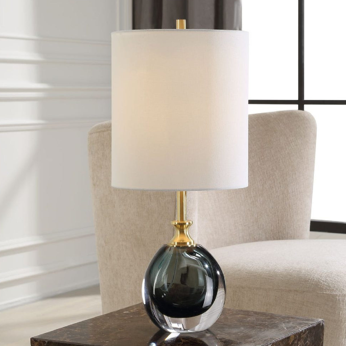   Modern European furniture - Smoky Blue Glass Buffet Lamp - www.oroa.com | Oroa.com
