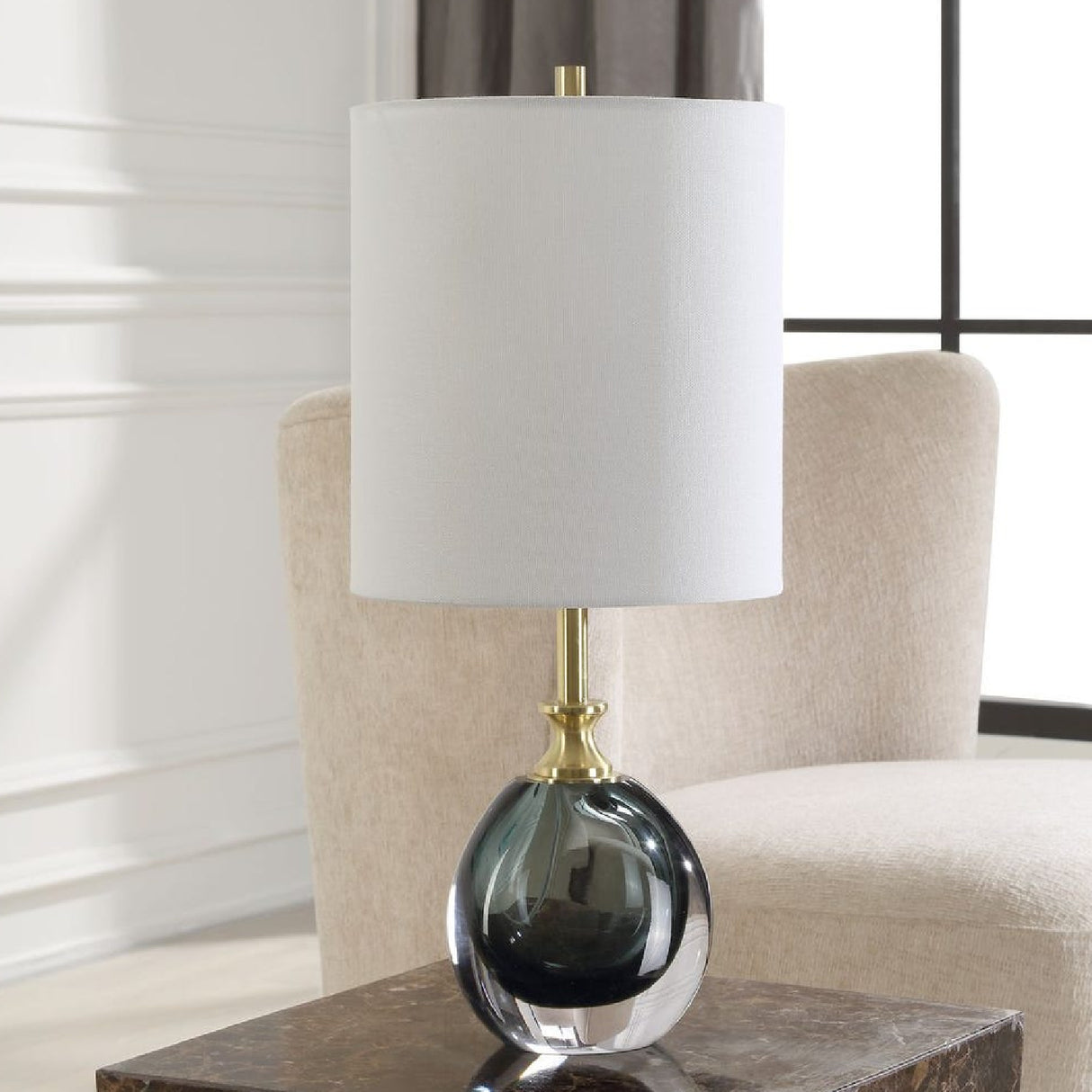   Modern European furniture - Smoky Blue Glass Buffet Lamp - www.oroa.com | Oroa.com