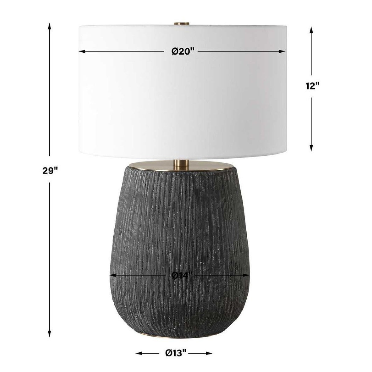   Black Textured Concrete Table Lamp | Oroa.com