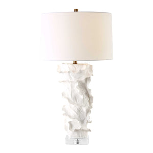   White Ceramic Ridged Table Lamp | Oroa.com