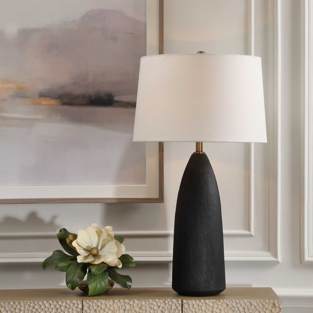   Textured Black Ceramic Table Lamp | Oroa.com