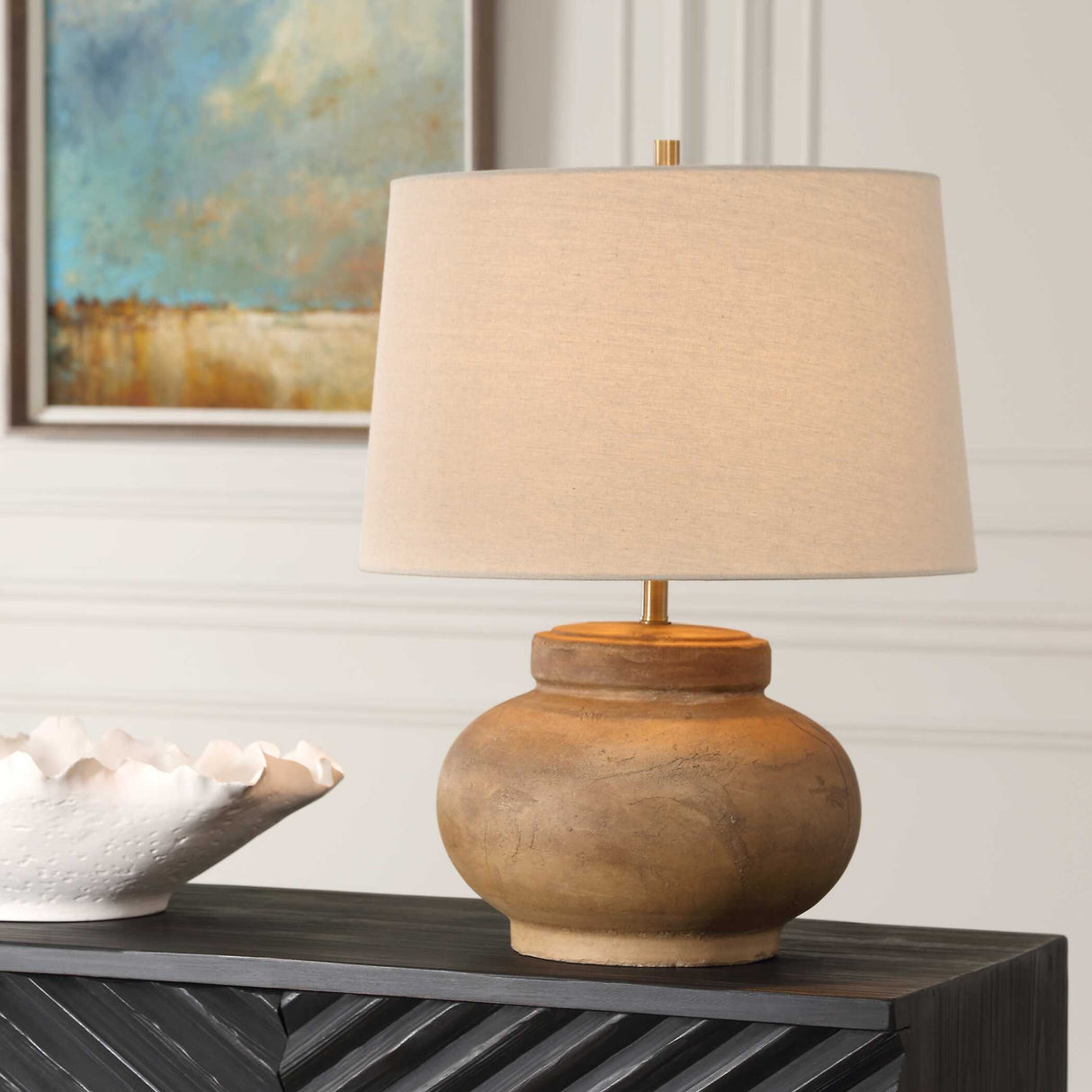   Modern European furniture - Distressed Terracotta Table Lamp - www.oroa.com | Oroa.com