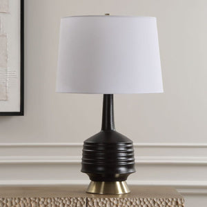   Black Ribbed Ceramic Table Lamp | Oroa.com