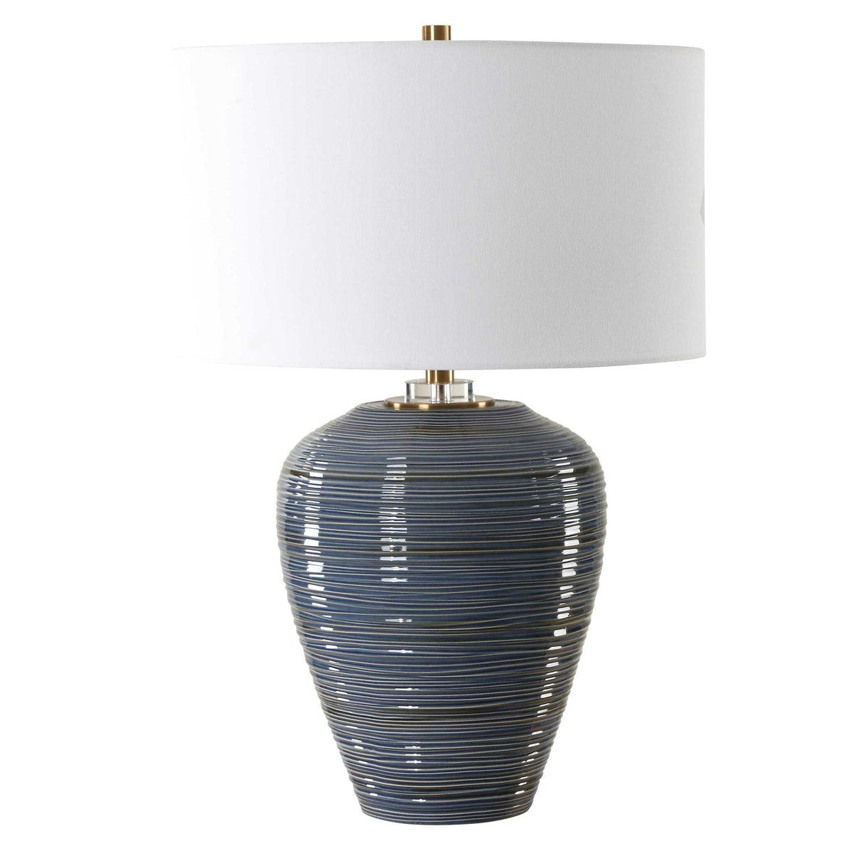  Ribbed Blue Ceramic Table Lamp | Oroa.com