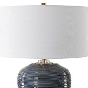   Ribbed Blue Ceramic Table Lamp | Oroa.com