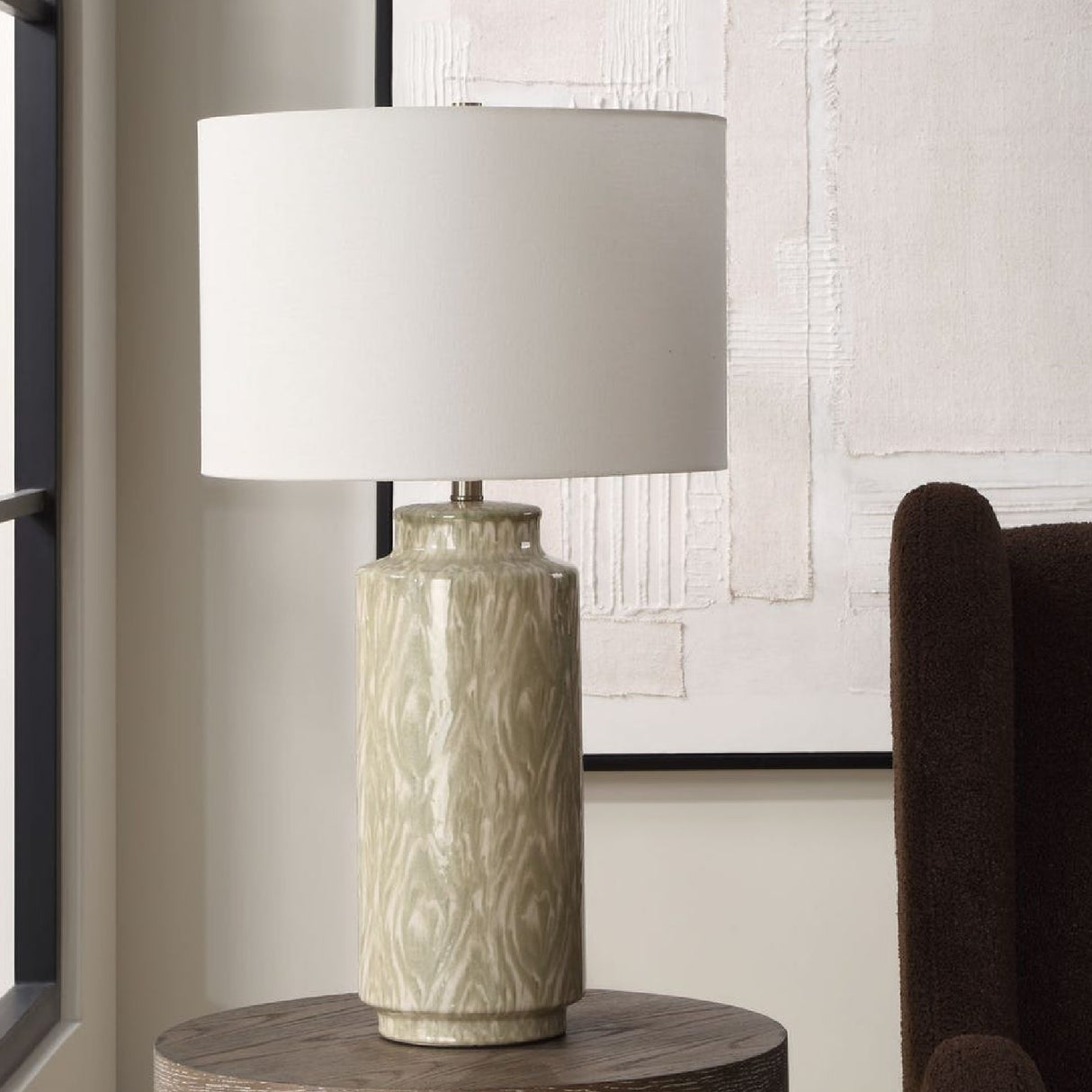  Modern European furniture - Patterned Cream Ceramic Table Lamp - www.oroa.com | Oroa.com