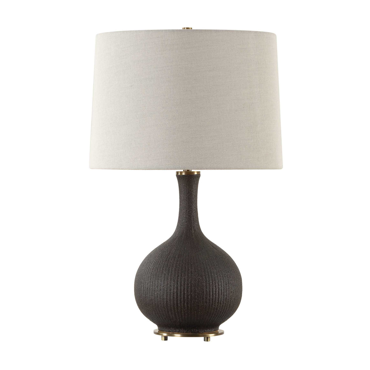   Modern European furniture - Ribbed Black Ceramic Table Lamp - www.oroa.com | Oroa.com