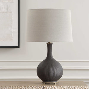  Modern European furniture - Ribbed Black Ceramic Table Lamp - www.oroa.com | Oroa.com
