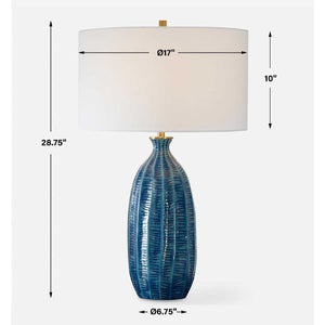   Blue Organic-Fluted Ceramic Table Lamp | Oroa.com