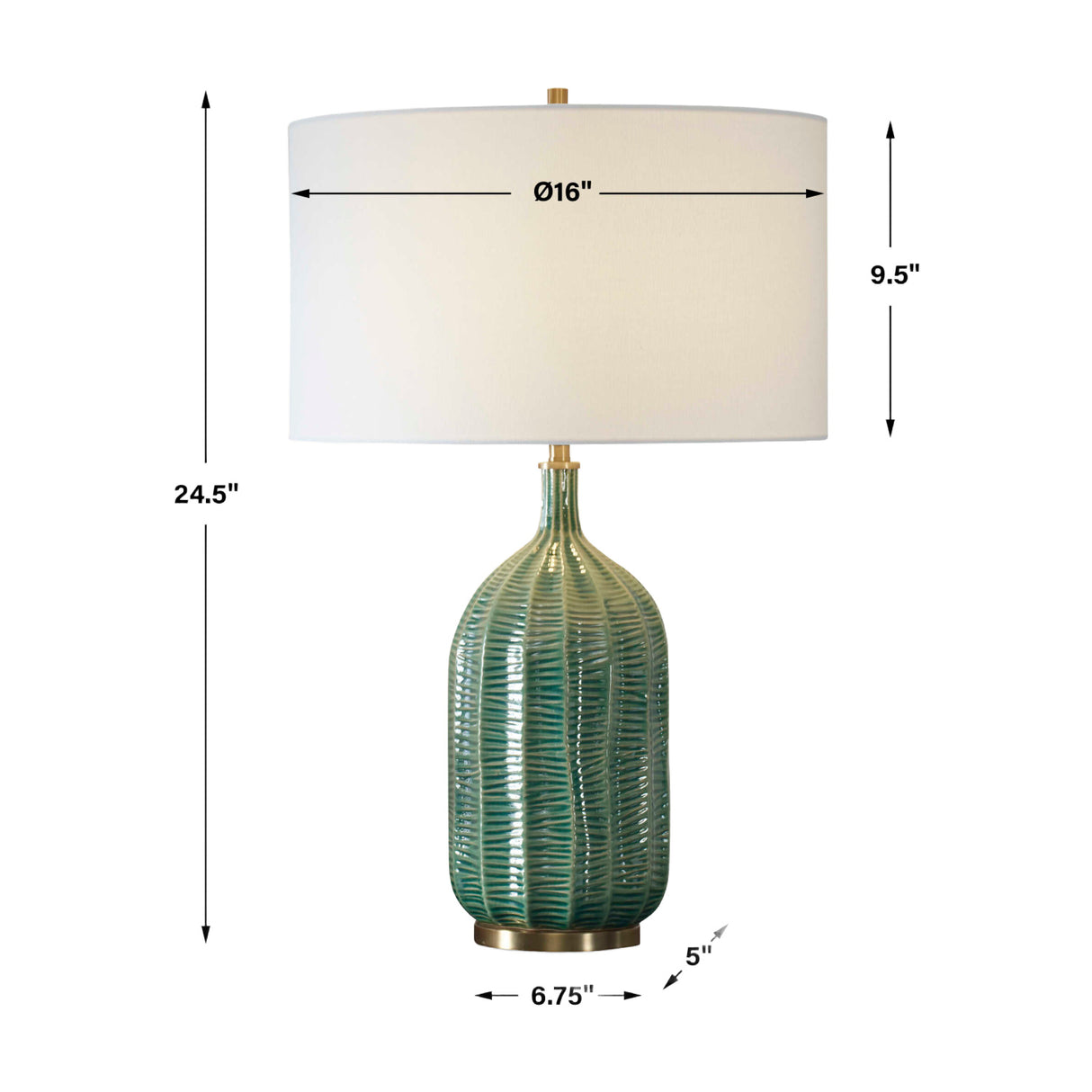   Green Ceramic Scalloped Table Lamp | Oroa.com