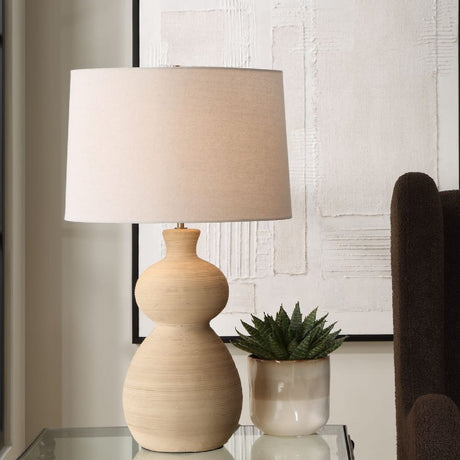   Modern European furniture - Beige Textured Ceramic Table Lamp - www.oroa.com | Oroa.com
