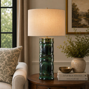   Green Glazed Ceramic Table Lamp | Oroa.com