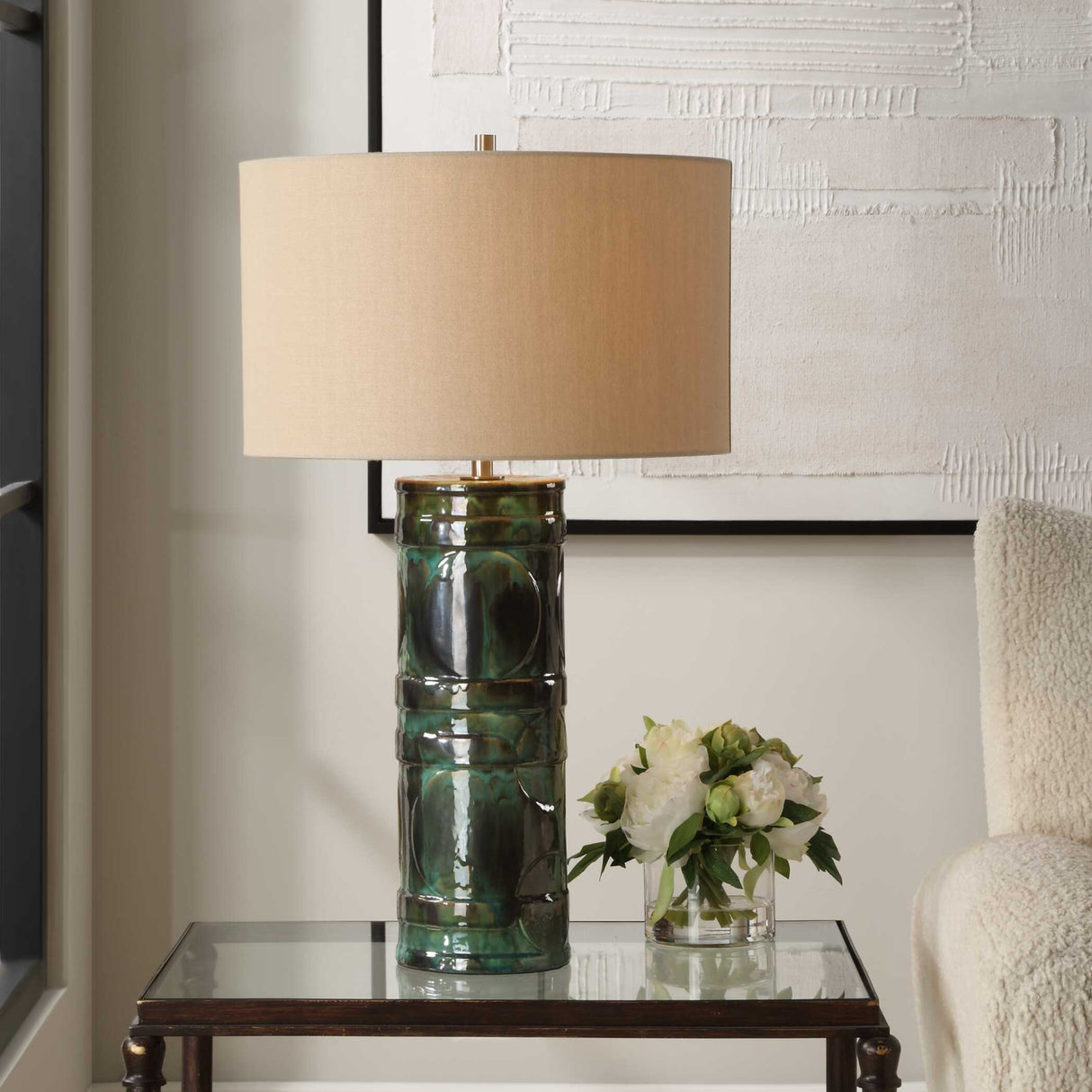   Green Glazed Ceramic Table Lamp | Oroa.com