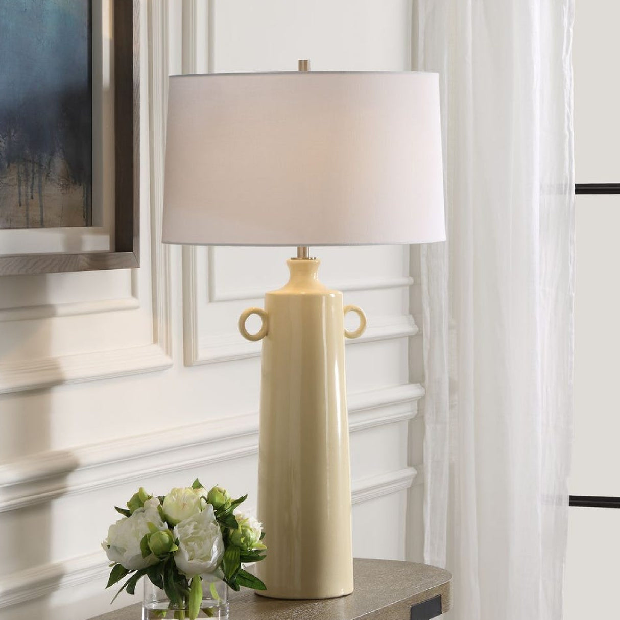   Crackled Yellow Ceramic Table Lamp | Oroa.com