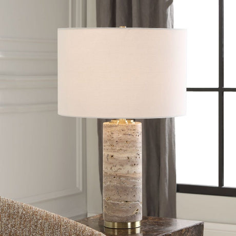   Modern European furniture - Honed Travertine Table Lamp - www.oroa.com | Oroa.com