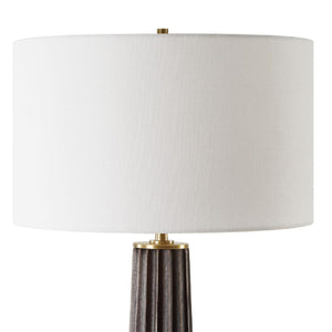   Modern European furniture - Scalloped Dark Oak Table Lamp - www.oroa.com | Oroa.com