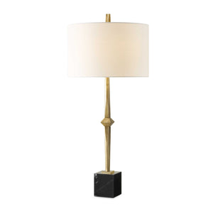   Round White Linen Table Lamp | Oroa.com