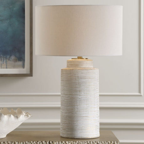   Modern European furniture - Ribbed White Ceramic Table Lamp - www.oroa.com | Oroa.com